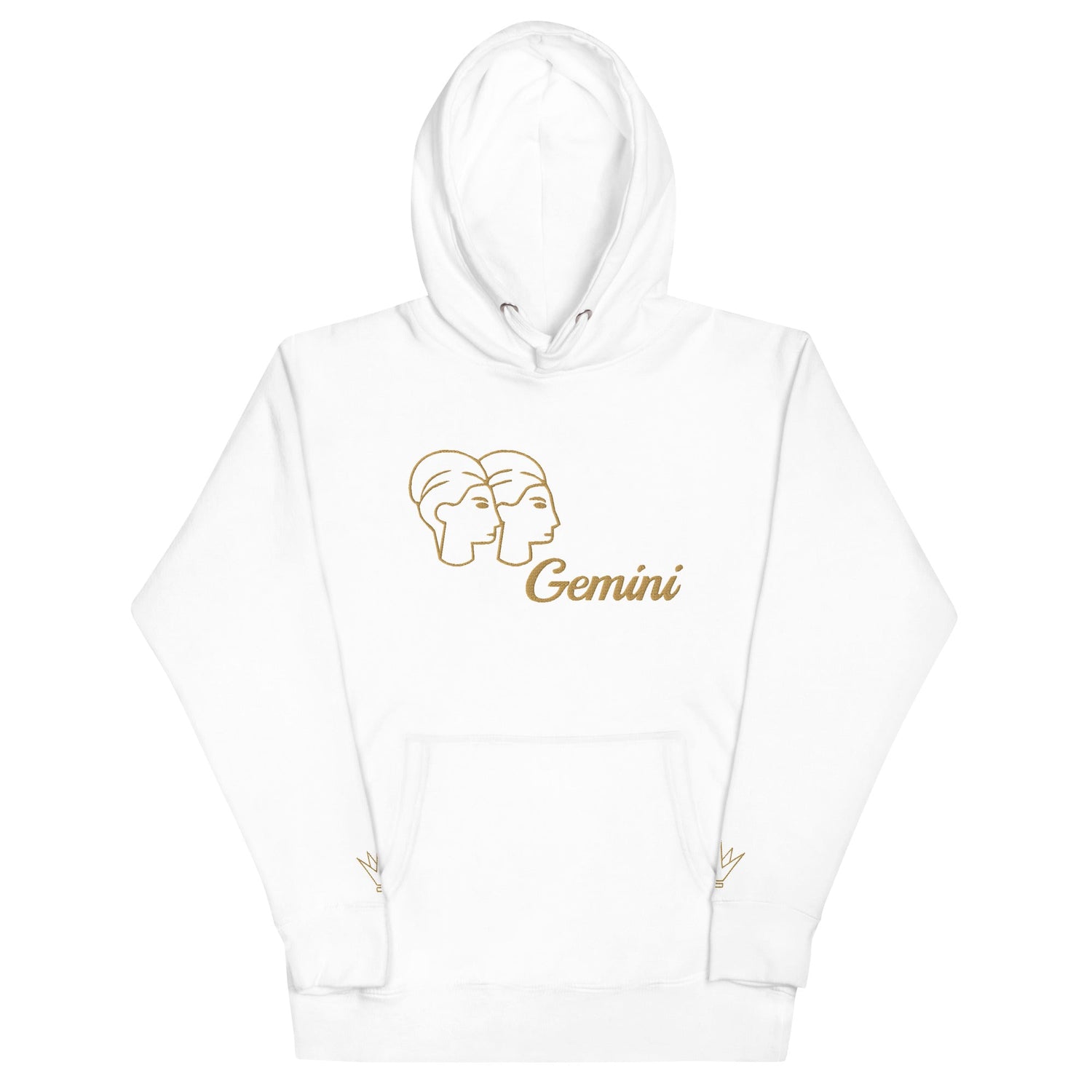 Gemini unisex hoodie with embroidered zodiac design by I-REP